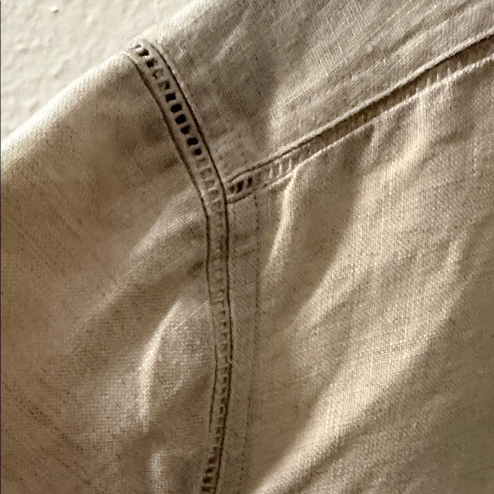 Women's Cream Blouse 1X 100 linen - Picture 3 of 7